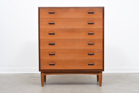 Teak chest of drawers with inset handles