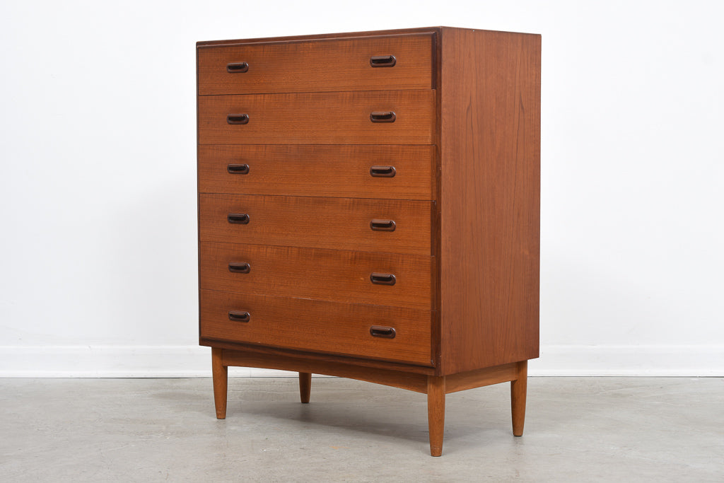 Teak chest of drawers with inset handles