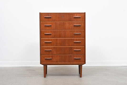 1960s teak chest of six drawers