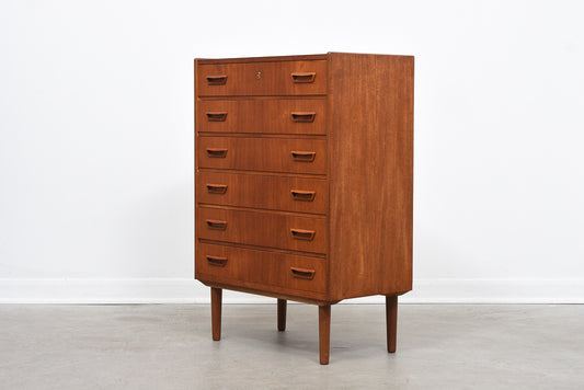 1960s teak chest of six drawers