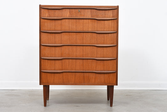 Danish chest of six drawers in teak