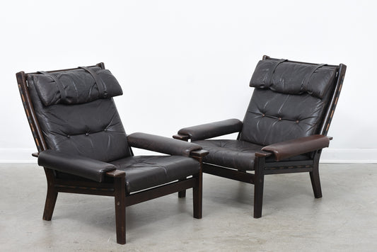 Two available: High back 'Amigos' leather loungers by Ekornes