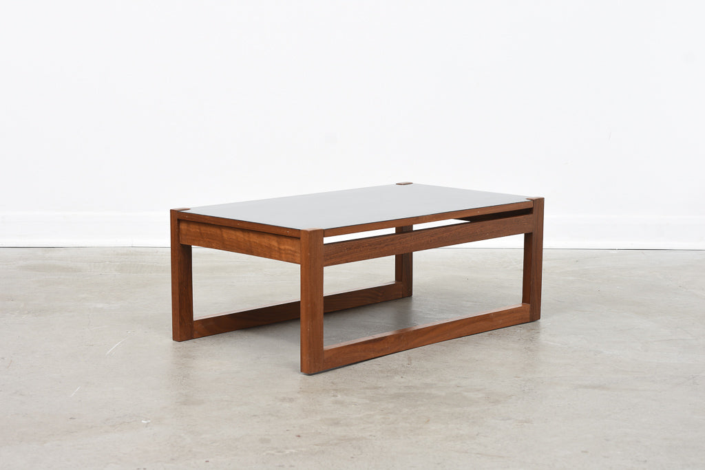 Low teak coffee table with reversible top
