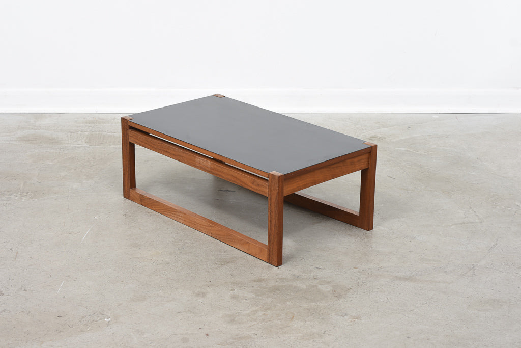 Low teak coffee table with reversible top