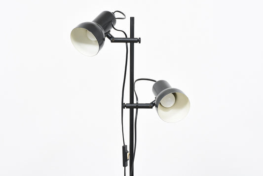 Black twin-headed floor lamp