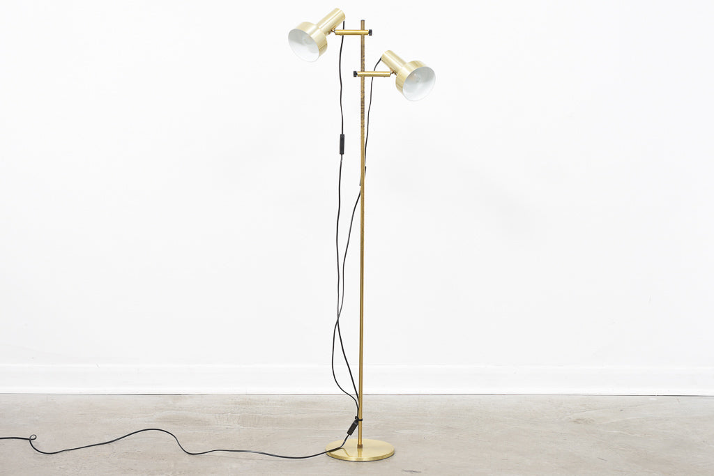 Twin-headed brass floor lamp