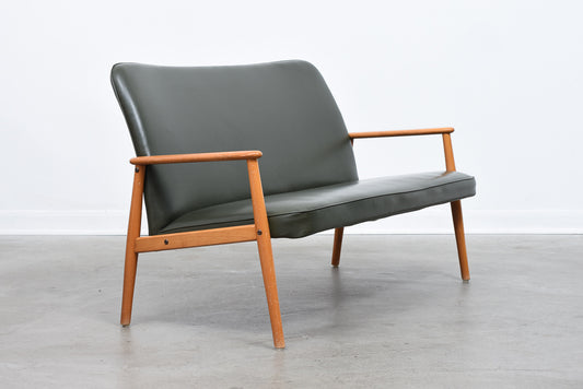 1950s Swedish two seater in beech + vinyl