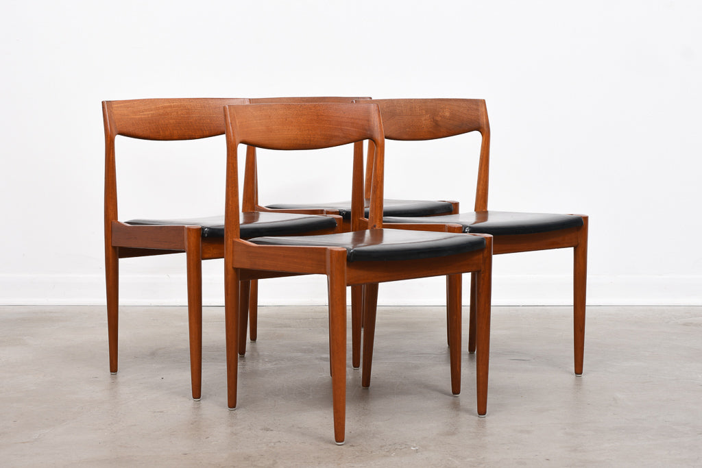 Set of four 1960s teak + vinyl dining chairs