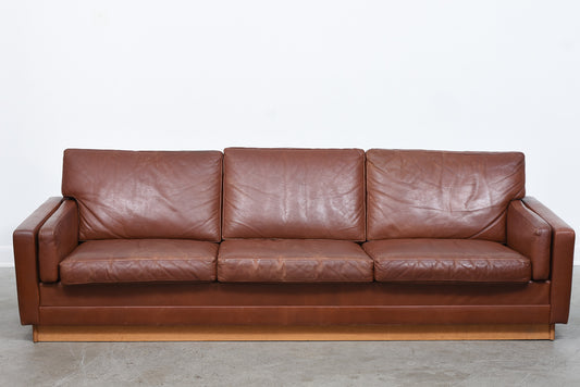 1970s Danish leather three seater