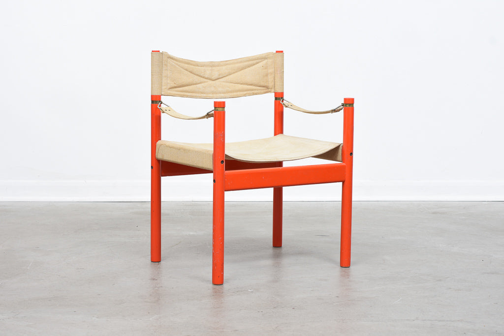 Beech + canvas safari chair with foot stool