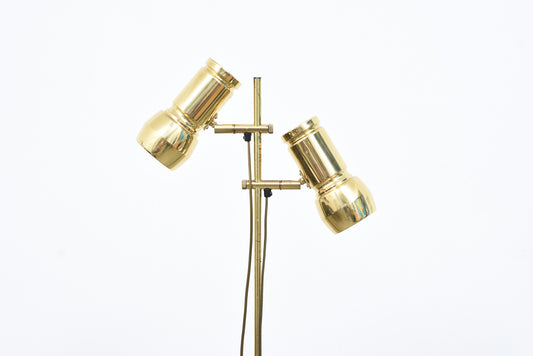 Vintage twin-headed brass floor lamp