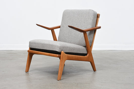 Teak + oak lounger by H. Brockmann Petersen with reversible cushions