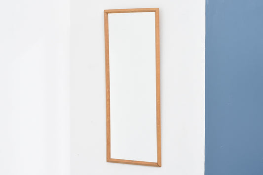 Vintage full length mirror with oak frame