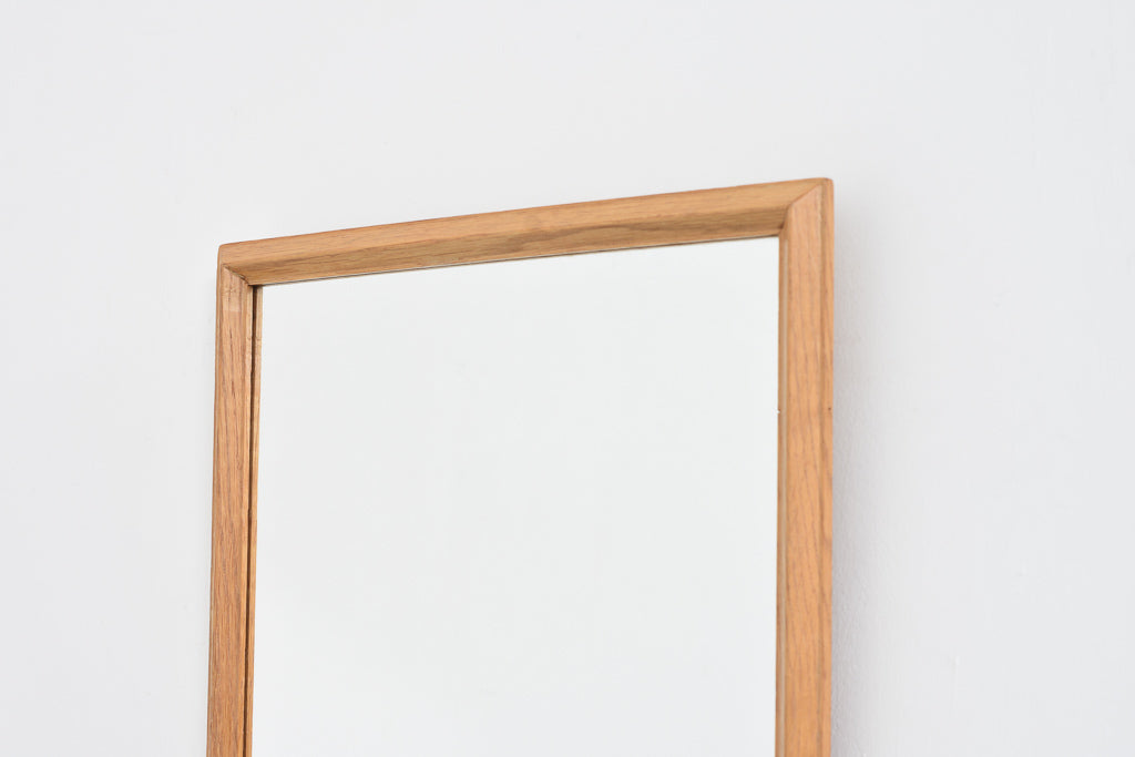 Vintage full length mirror with oak frame