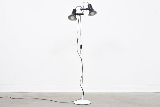 Vintage twin-headed floor lamp in black + white