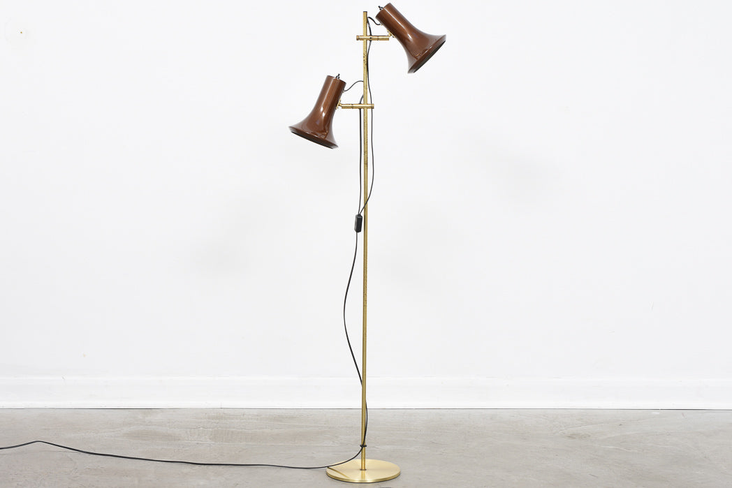 1960s brass + metallic brown floor lamp