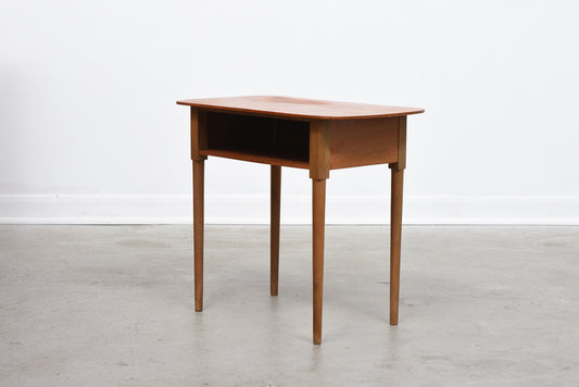 1950s teak + beech side table