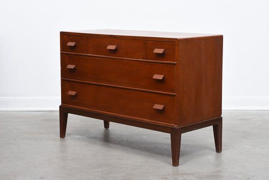 Low chest of drawers in teak