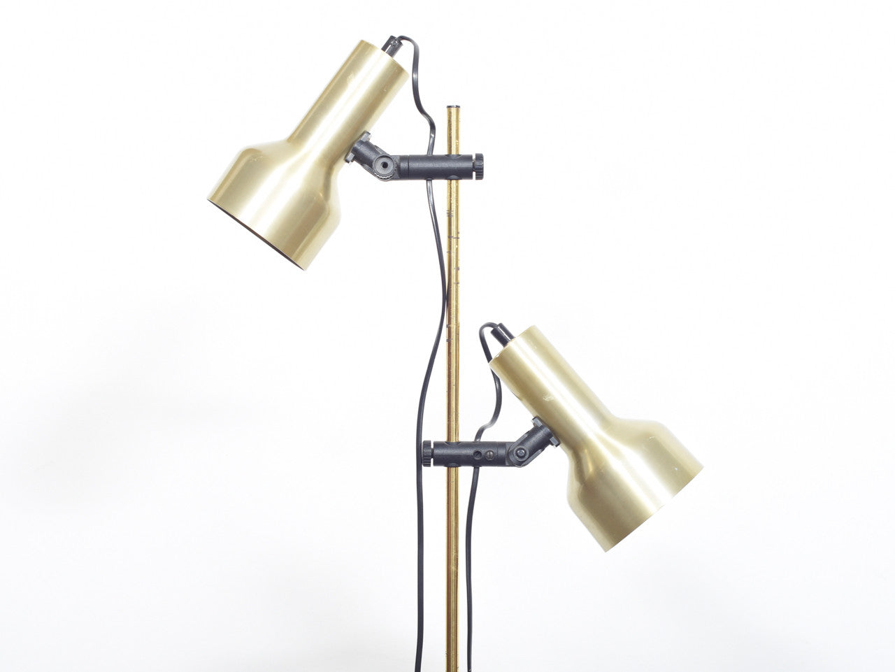 Twin-headed brass floor lamp