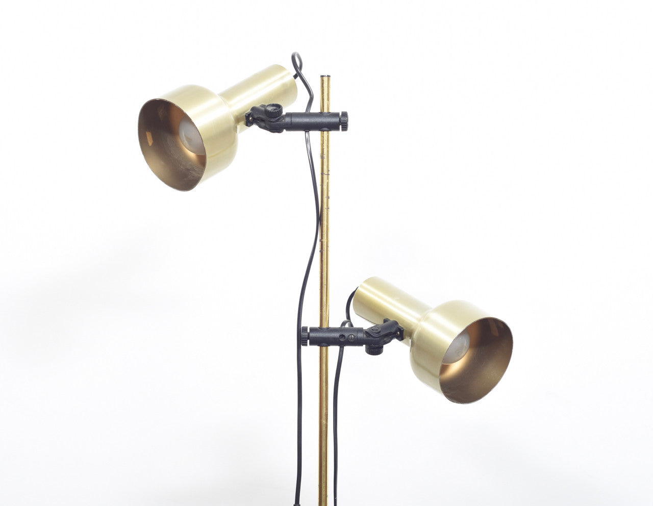 Twin-headed brass floor lamp