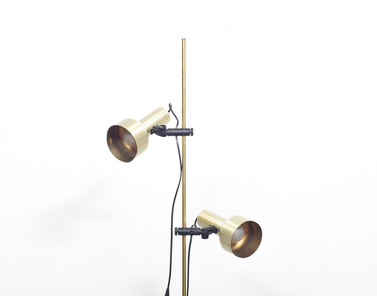 Twin-headed brass floor lamp