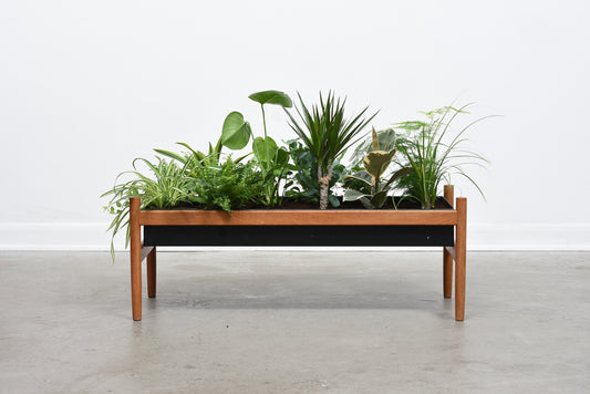 1960s oak + metal planter