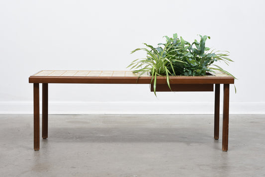 1970s beech + tile planter table