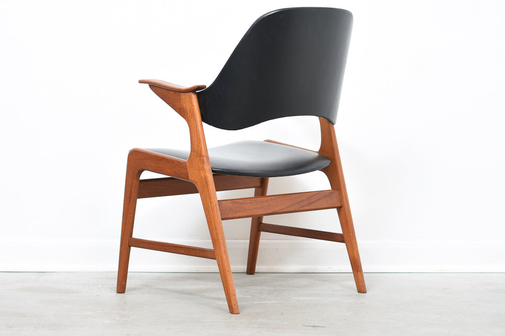 1960s teak armchair with curved back