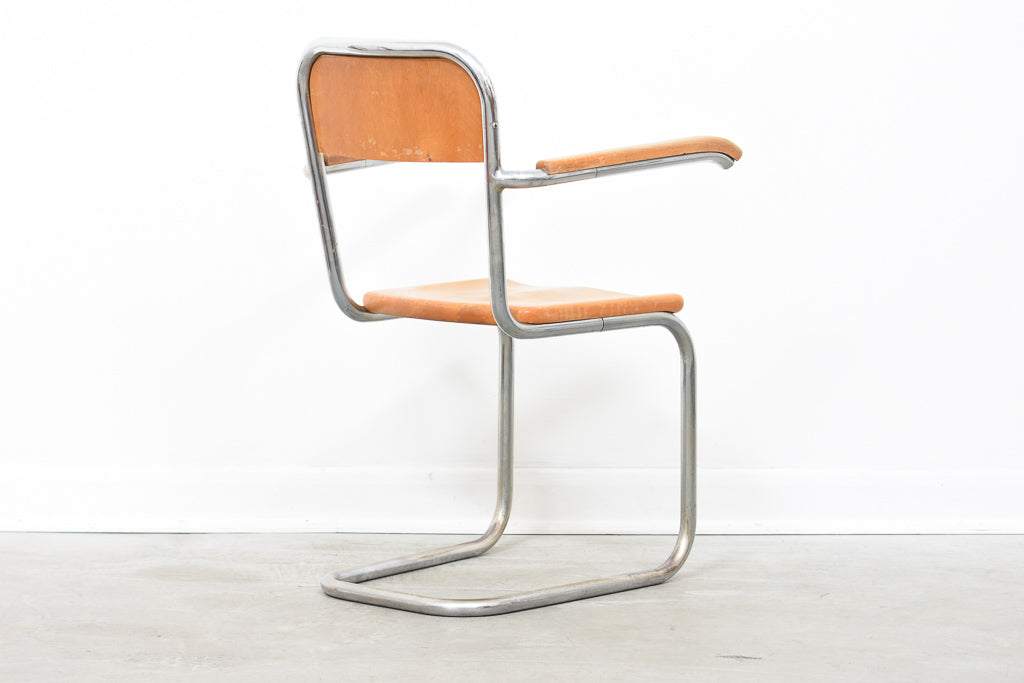 Beech + tubular steel chair