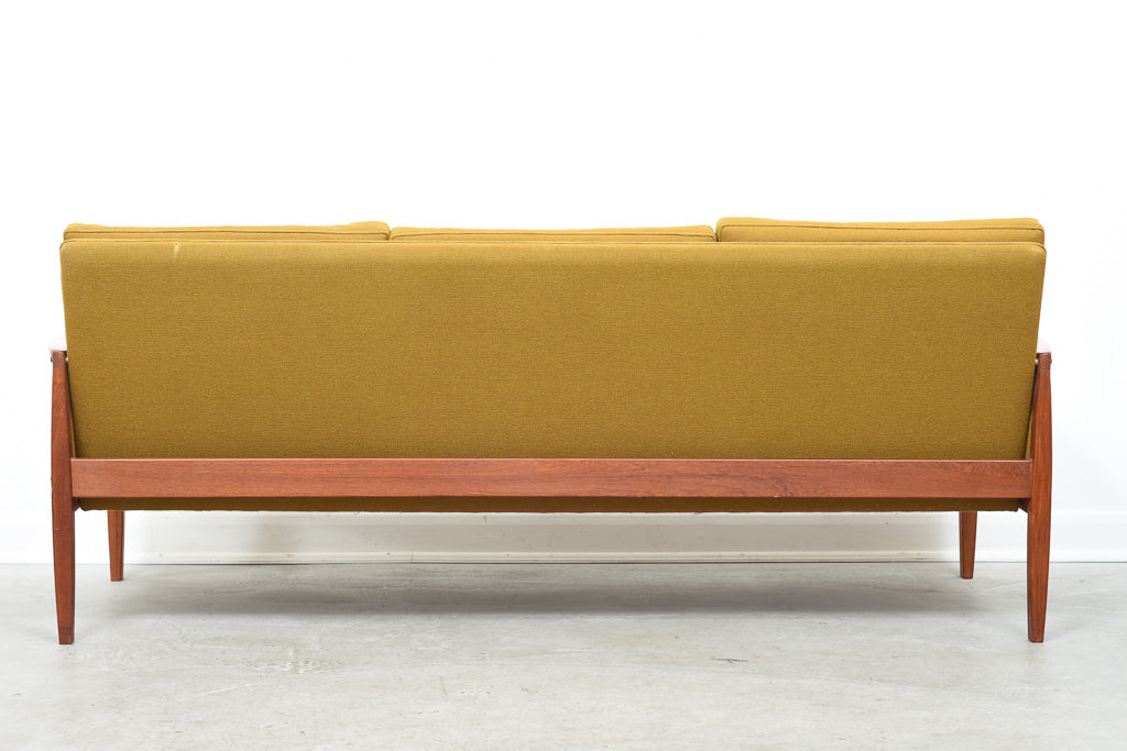 1960s teak-framed three seat sofa