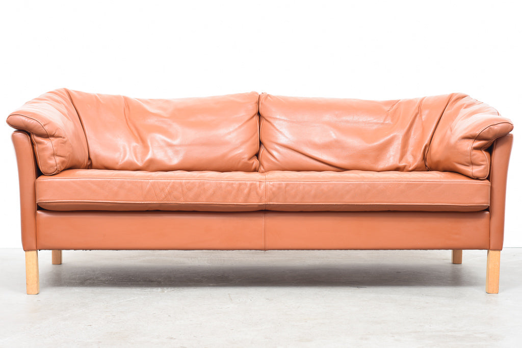 Two and a half seat leather sofa by Mogens Hansen