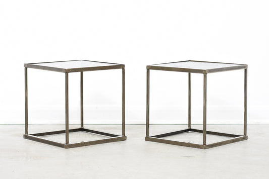 Pair of welded steel stacking tables