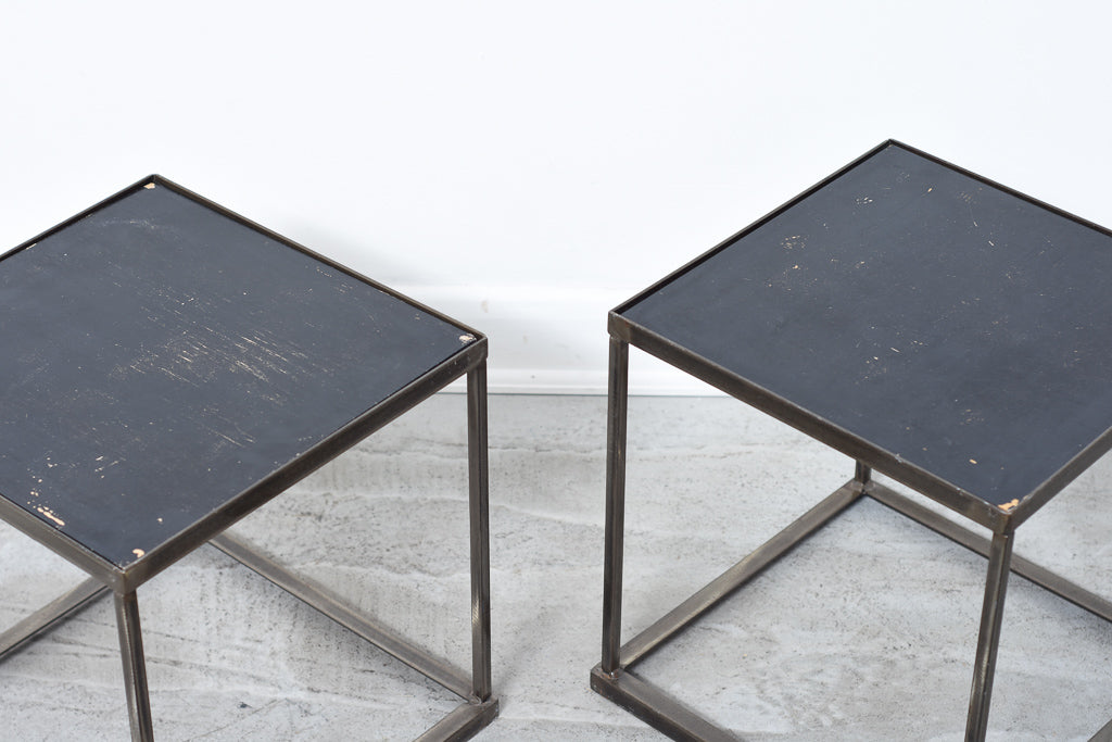 Pair of welded steel stacking tables