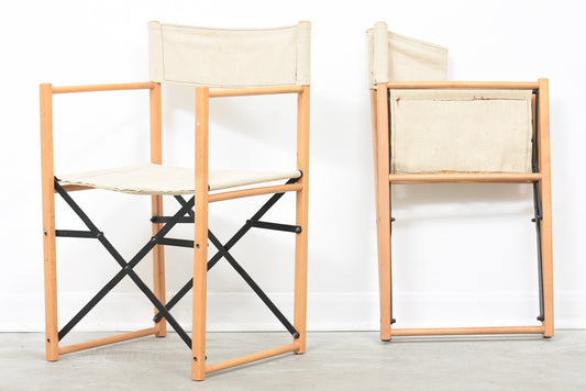Two available: 1970s canvas + beech folding chairs