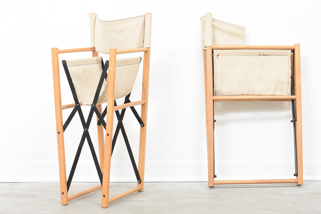 Two available: 1970s canvas + beech folding chairs