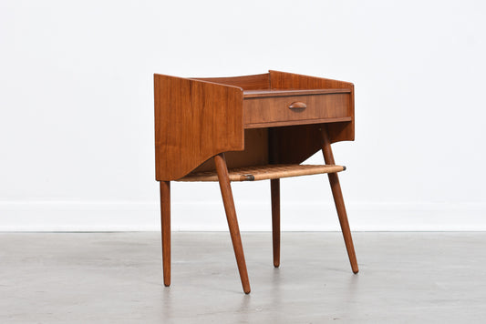 1960s Danish teak side table on splayed legs