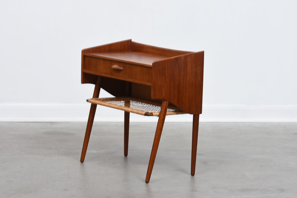 1960s Danish teak side table on splayed legs