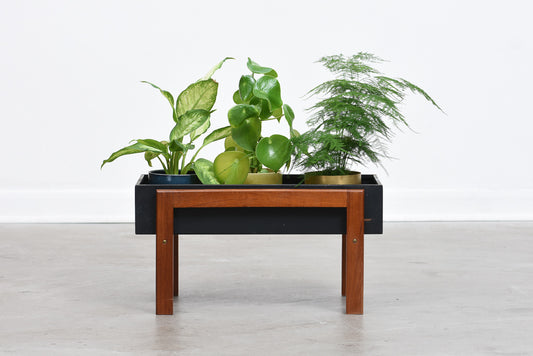 Teak planter with metal liner