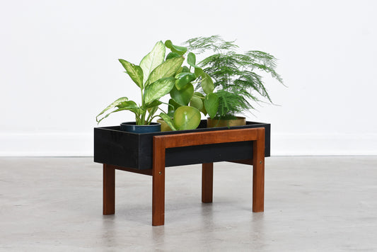 Teak planter with metal liner