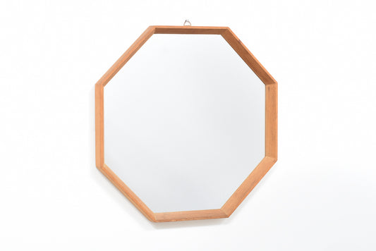 Octagonal vintage oak mirror