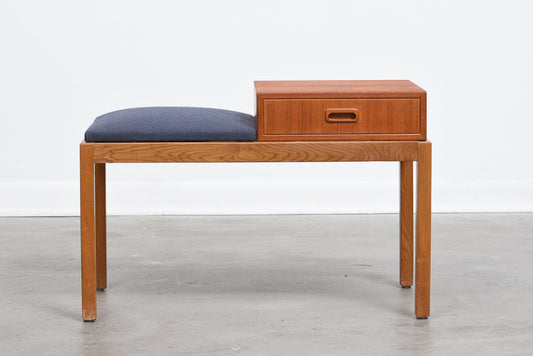 Hallway bench in teak + oak