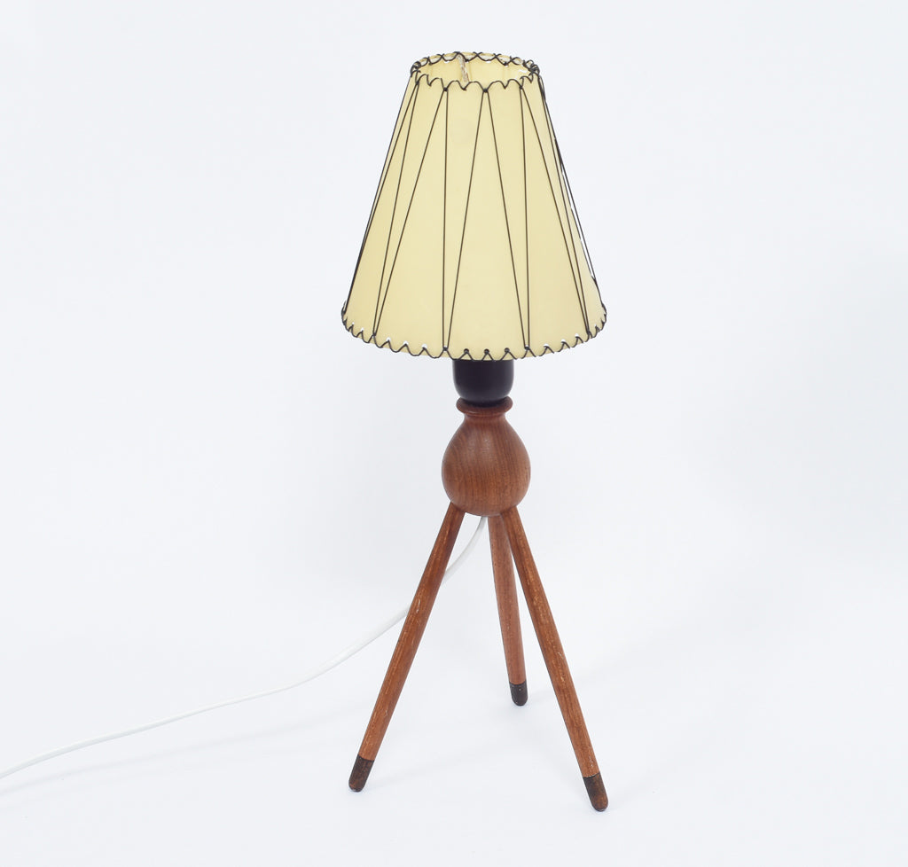 Teak tripod lamp