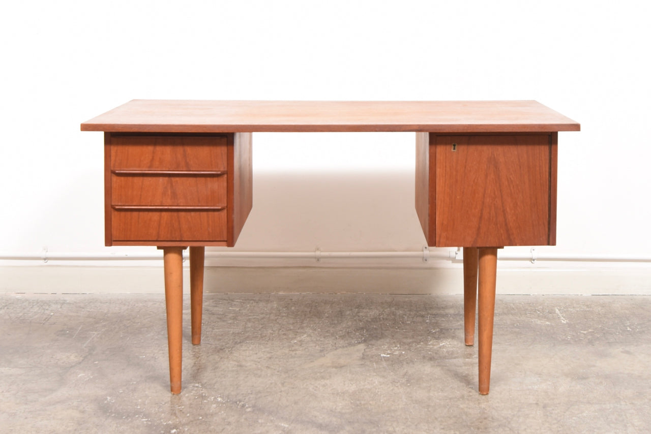 Twin pedestal teak desk