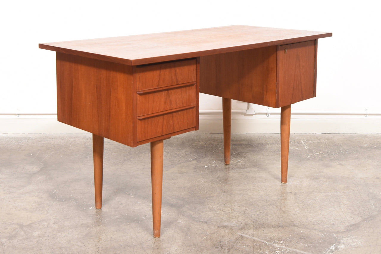 Twin pedestal teak desk