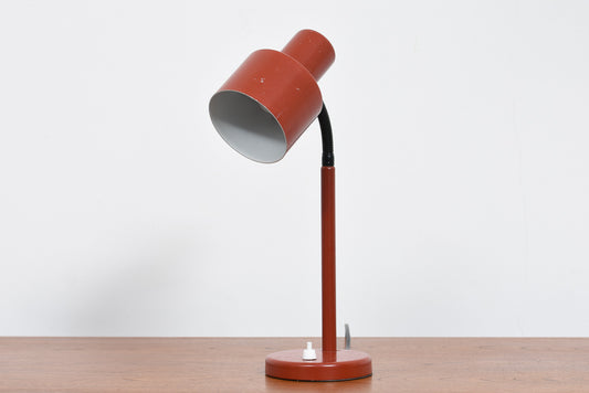 1960s red enamel table lamp