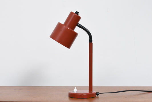 1960s red enamel table lamp