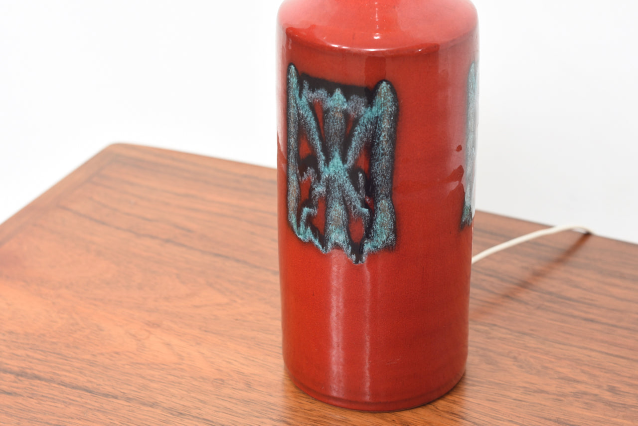 Vintage ceramic table lamp with red glaze