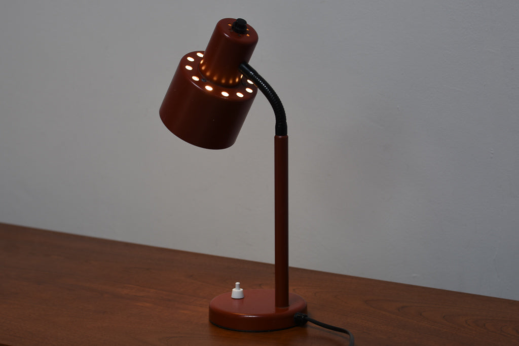 1960s red enamel table lamp
