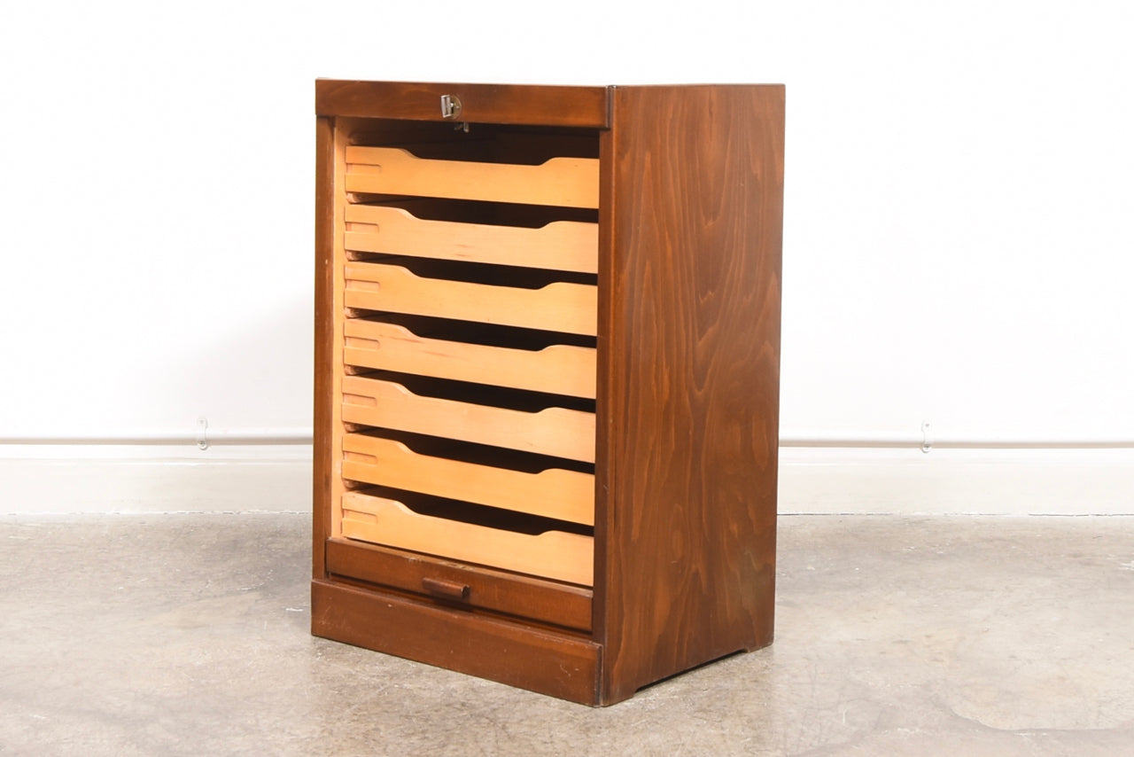 1950s beech filing cabinet