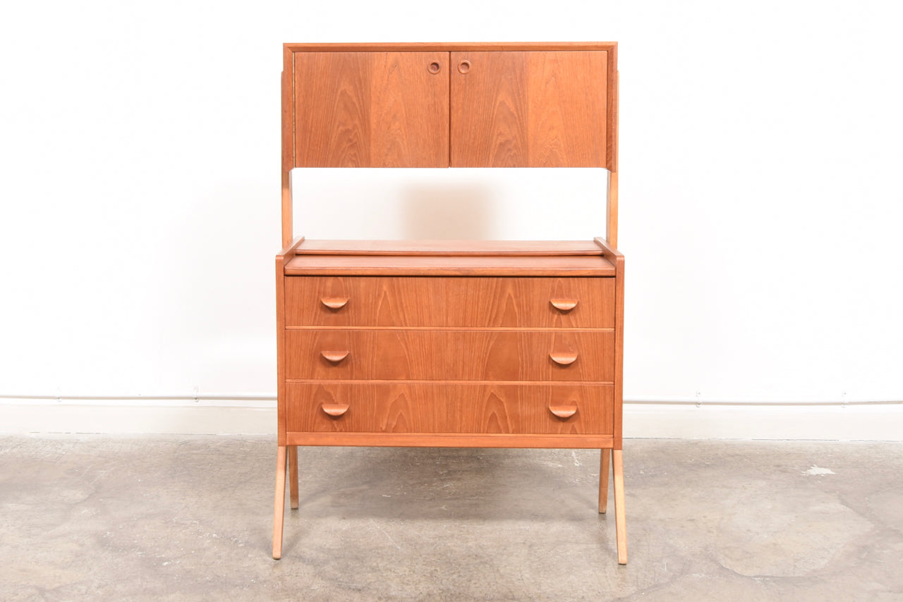 Teak vanity unit with oak legs